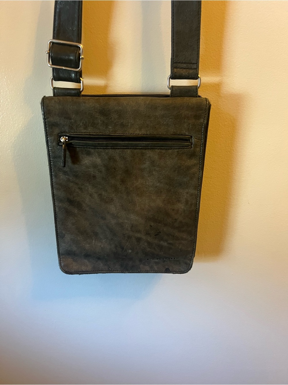 Fossil Dark Brown Leather Messenger Crossbody